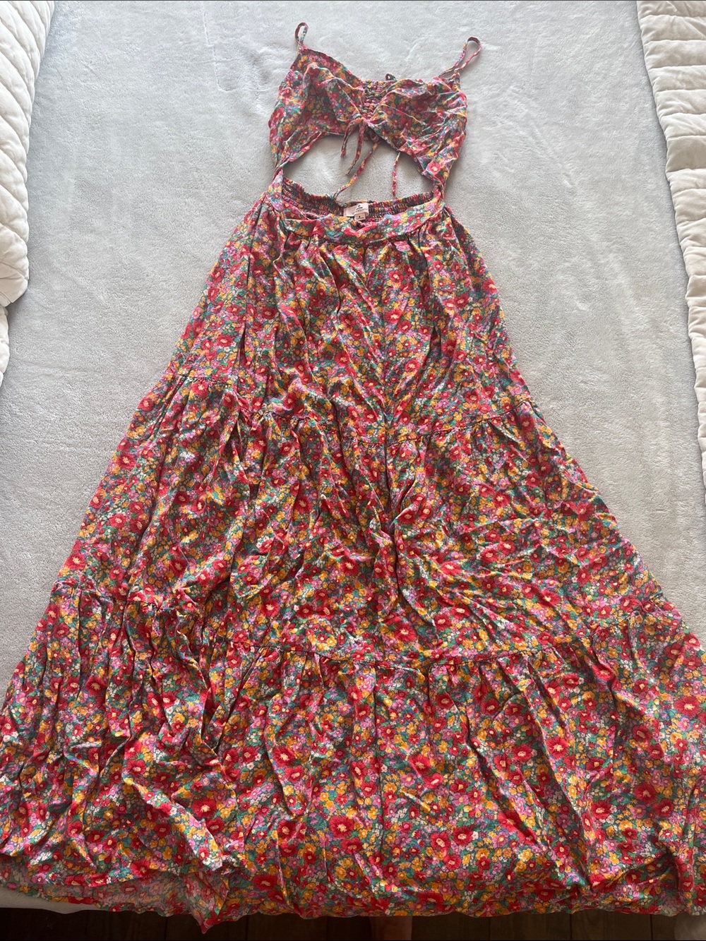 Rip Curl Red Floral Cutout Maxi Dress